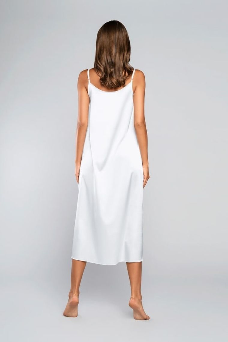 Koszula nocna damska na ramiączka, biała, Dotyk, Italian Fashion