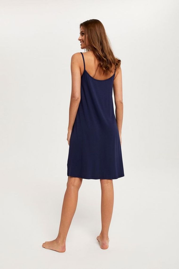 Koszula nocna damska na ramiączka, granatowa, Song, Italian Fashion