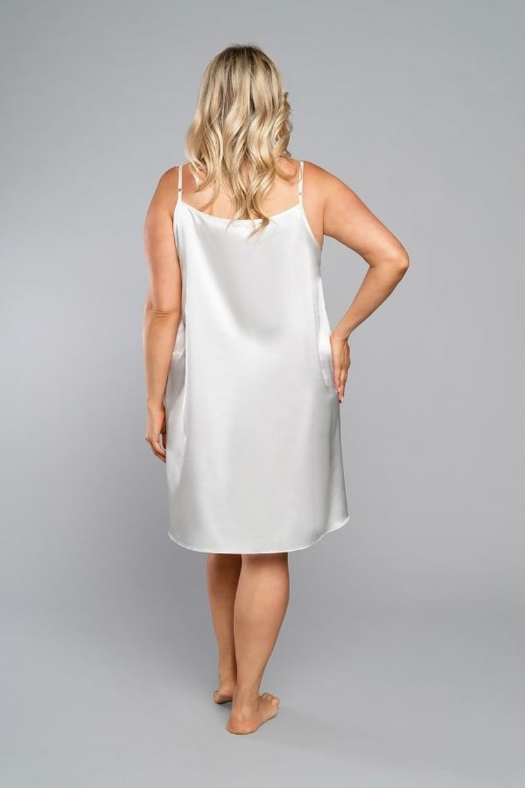 Koszula nocna damska na ramiączka, plus size, biała, Dotyk, Italian Fashion