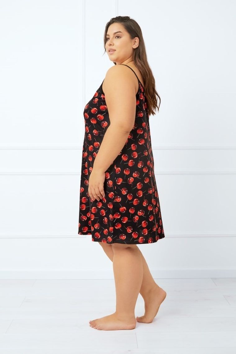 Koszula nocna damska na ramiączka, plus size, mix, Cherry, Italian Fashion