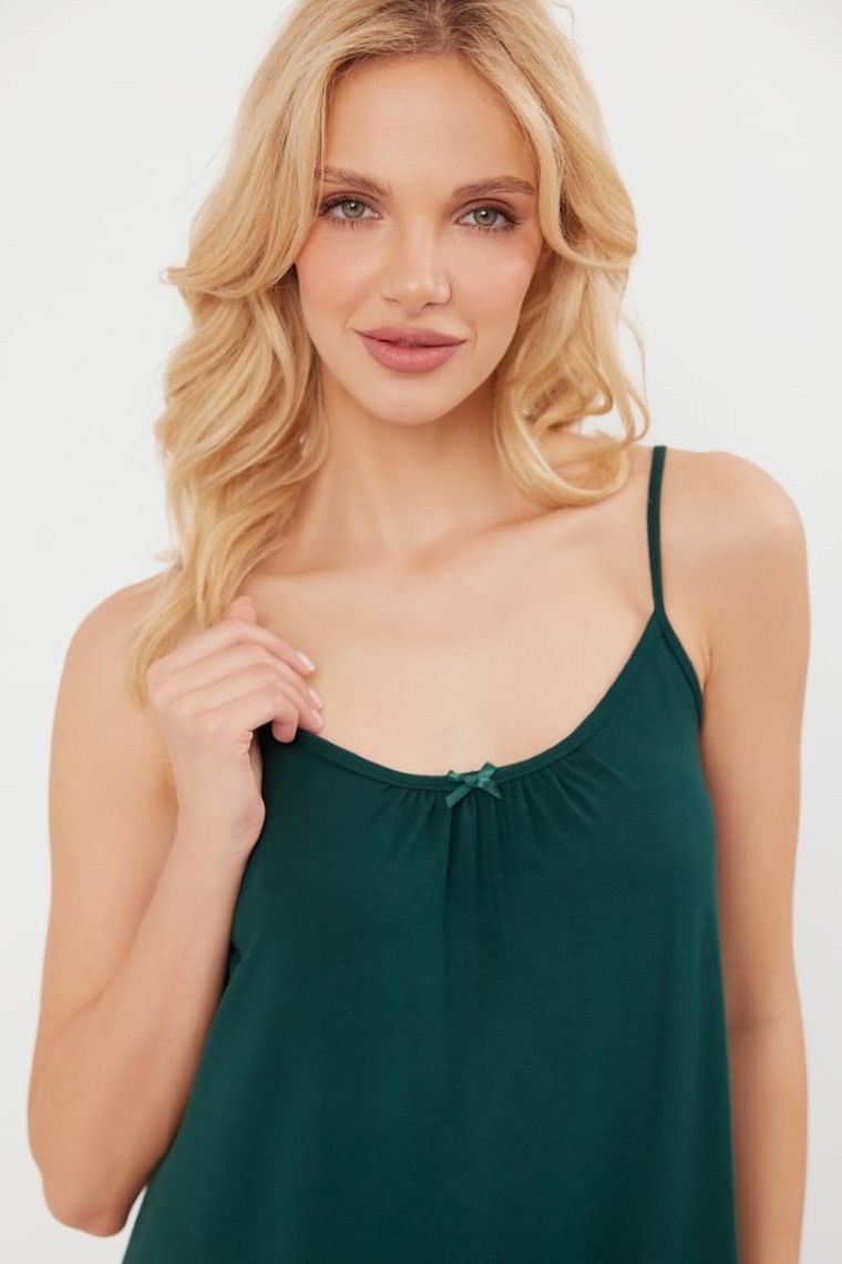 Koszula nocna damska na ramiączka, zielona, Styl, Italian Fashion