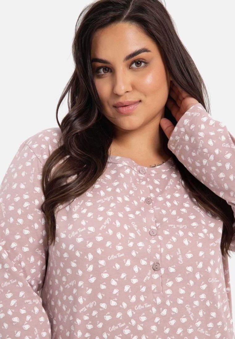 Koszula nocna damska z długim rękawem, plus size, mix, Taro