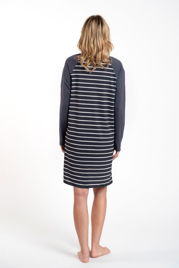 Koszula nocna damska z długim rękawem, plus size, szara, Oda, Italian Fashion