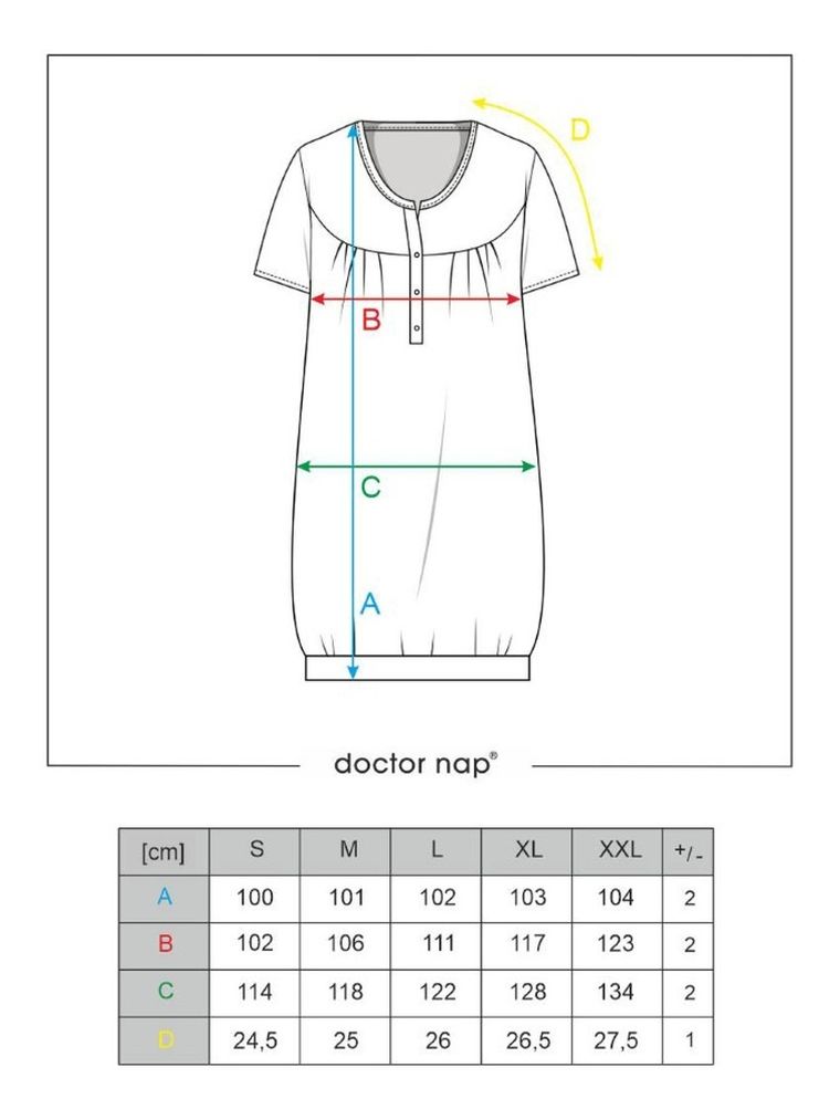 Koszula nocna damska z krótkim rękawem, bordowa, Doctor Nap