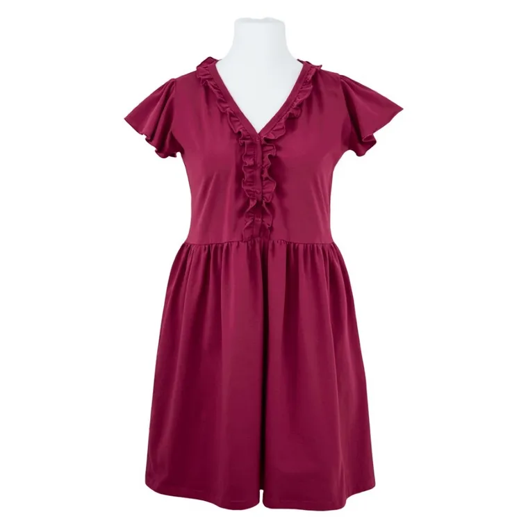 Koszula nocna damska z krótkim rękawem, ciążowa, bordowa, Eevi