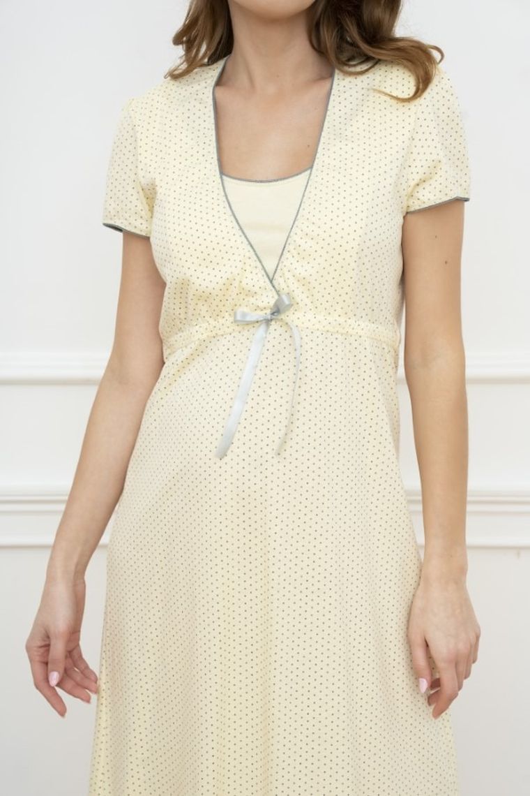 Koszula nocna damska z krótkim rękawem, ciążowa, żółta, Felicita, Italian Fashion