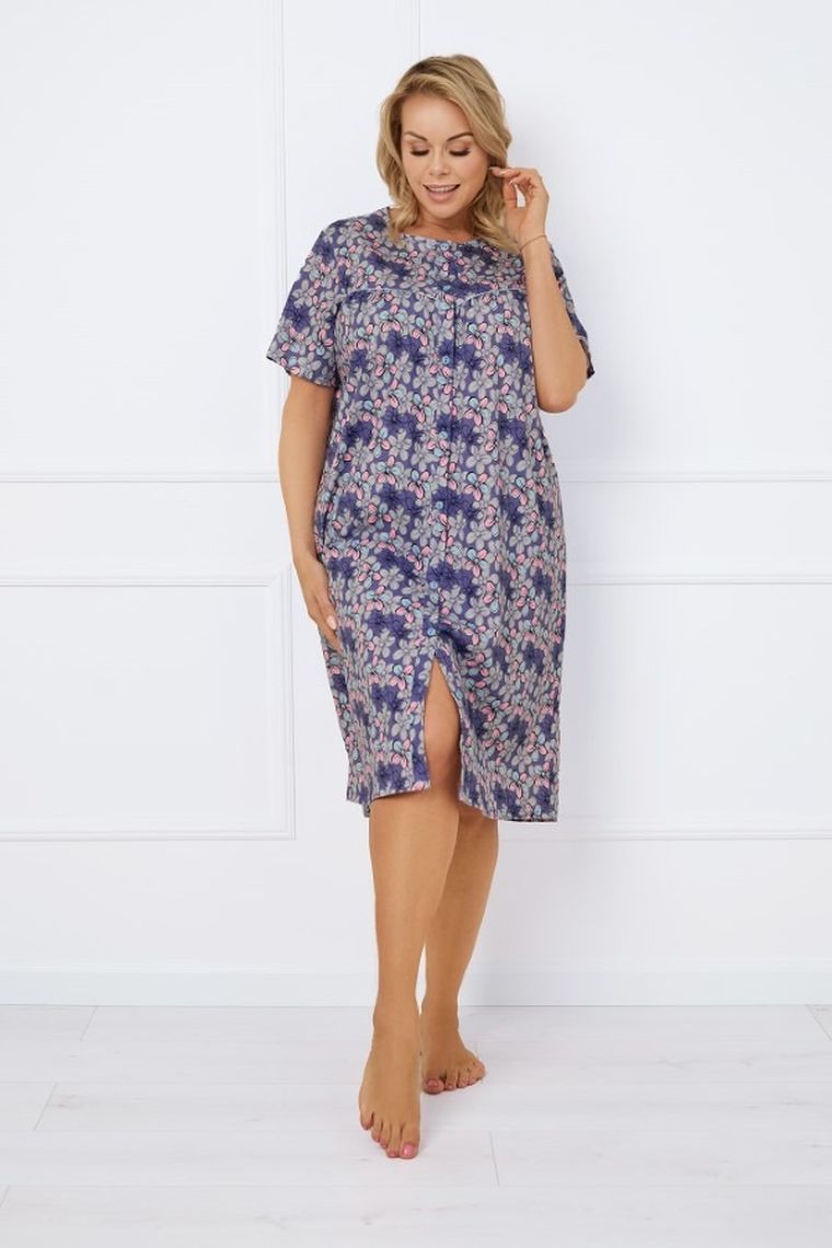 Koszula nocna damska z krótkim rękawem, fioletowa, Italian Fashion