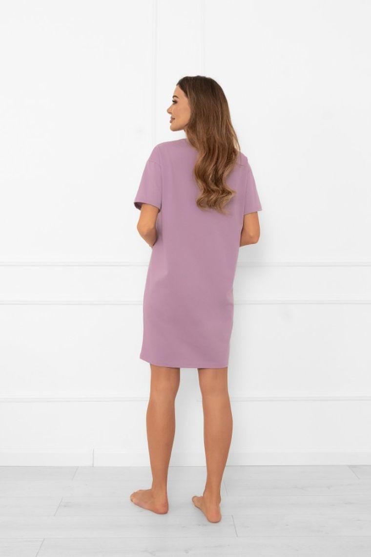 Koszula nocna damska z krótkim rękawem, fioletowa, Italian Fashion