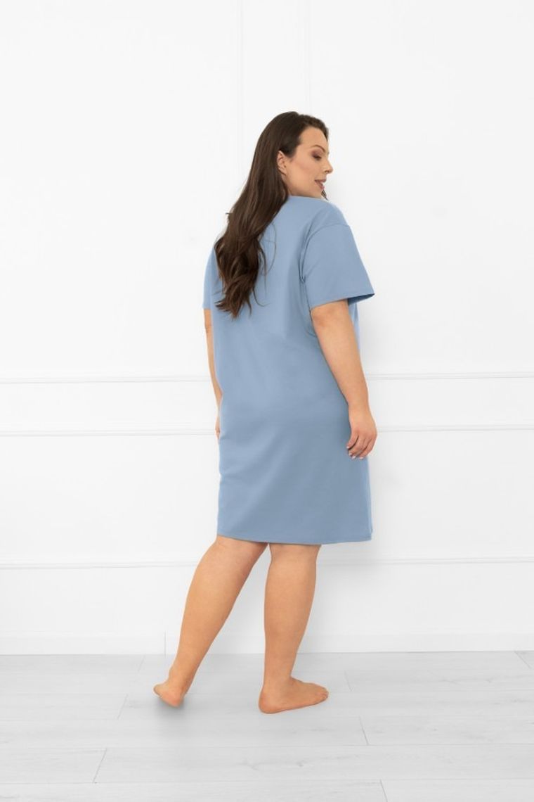 Koszula nocna damska z krótkim rękawem, niebieska, Italian Fashion