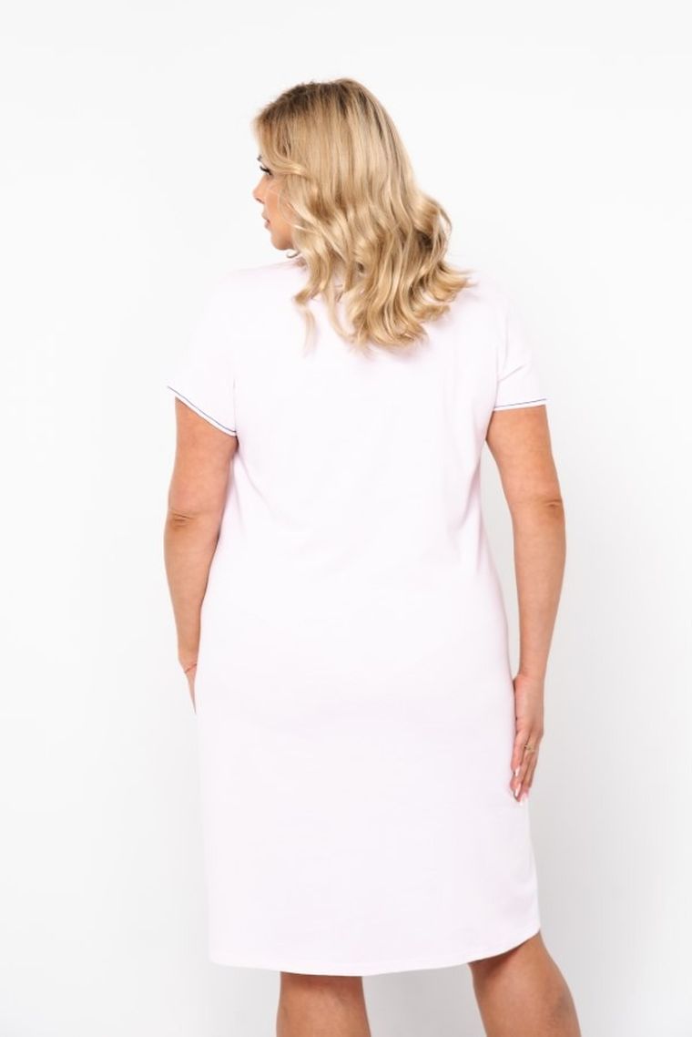 Koszula nocna damska z krótkim rękawem, różowa, Glamour, Italian Fashion