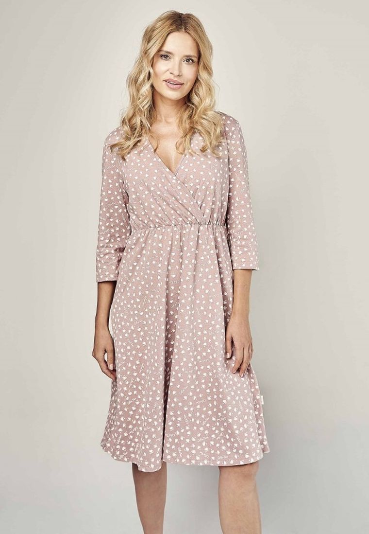 Koszula nocna damska z rękawem 3/4, beżowa, Taro