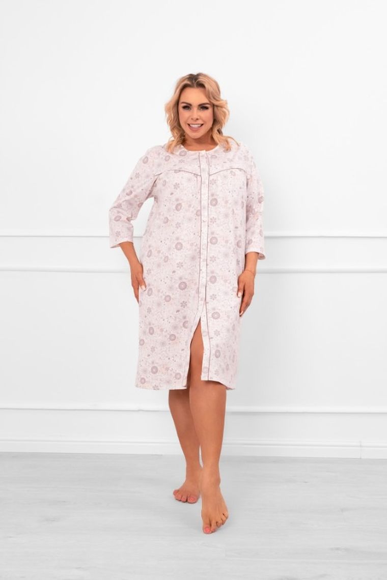 Koszula nocna damska z rękawem 3/4, biała, Italian Fashion