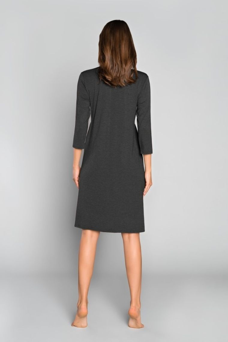 Koszula nocna damska z rękawem 3/4, grafitowa, Sonata, Italian Fashion