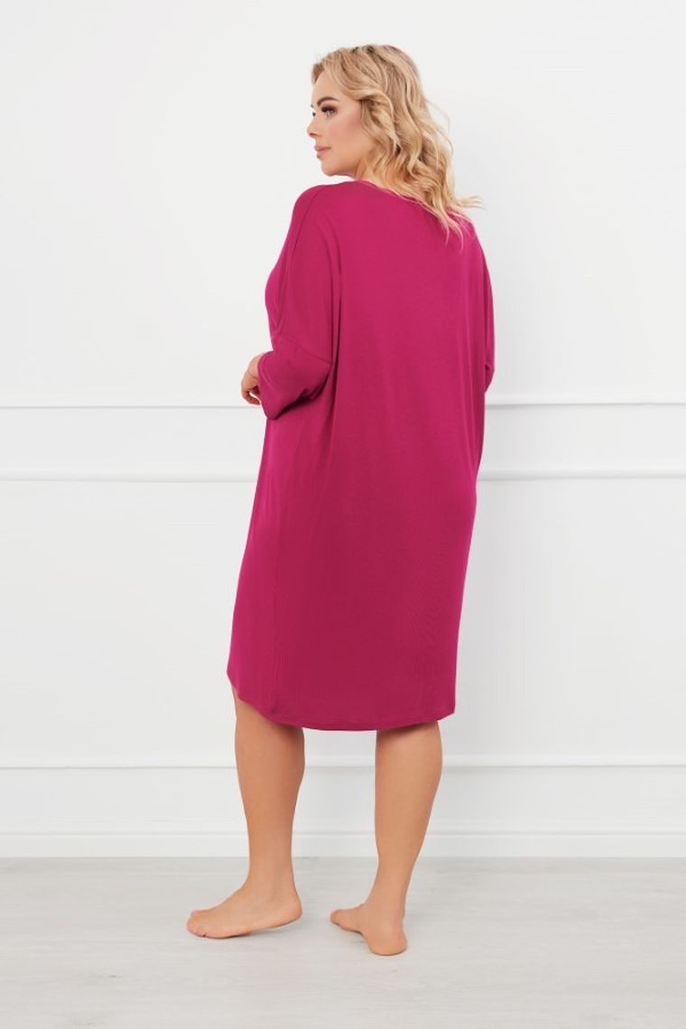 Koszula nocna damska z rękawem 3/4, plus size, różowa, Natura, Italian Fashion