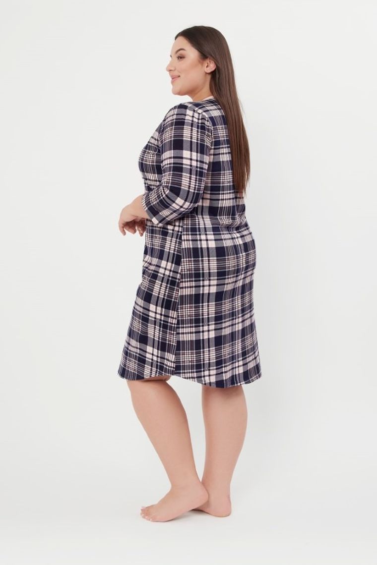 Koszula nocna damska z rękawem 3/4, plus size, szara, Dona, Italian Fashion