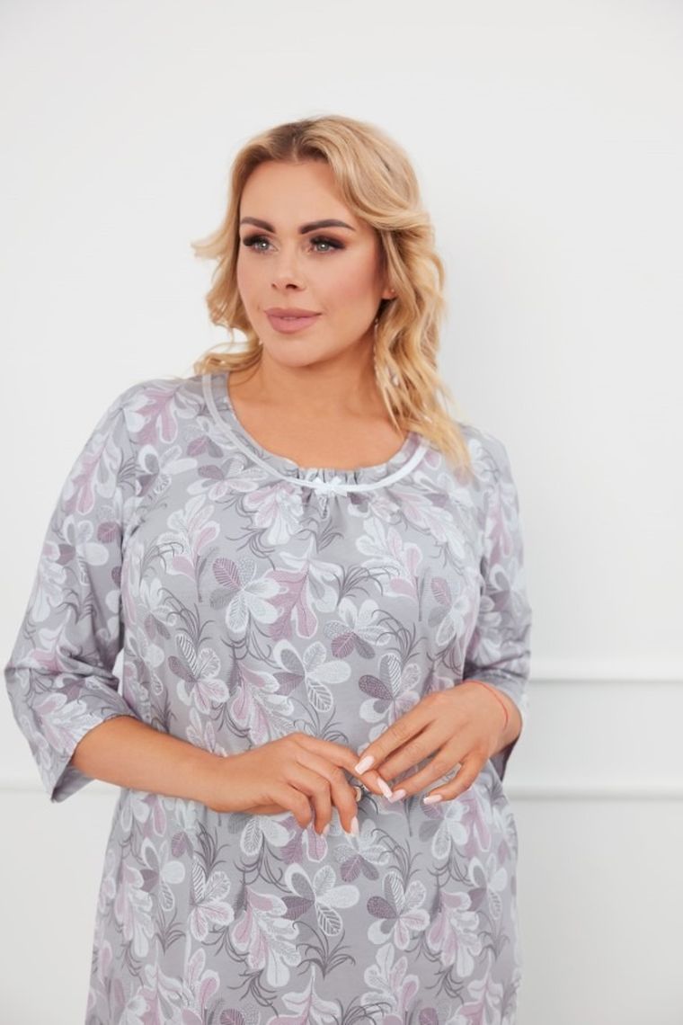 Koszula nocna damska z rękawem 3/4, szara, Ardila, Italian Fashion