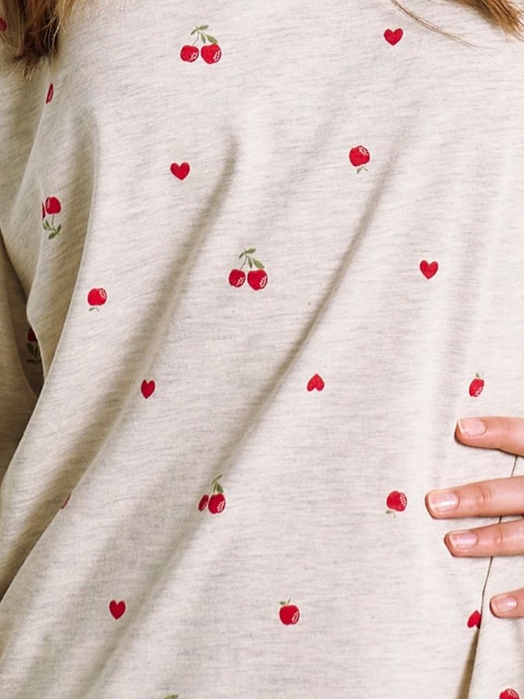 Koszula nocna dziewczęca z długim rękawem, szara, Astrid, Taro