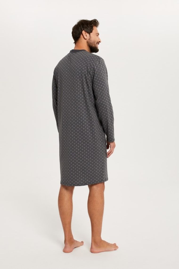 Koszula nocna męska z długim rękawem, plus size, szara, Balmer, Italian Fashion
