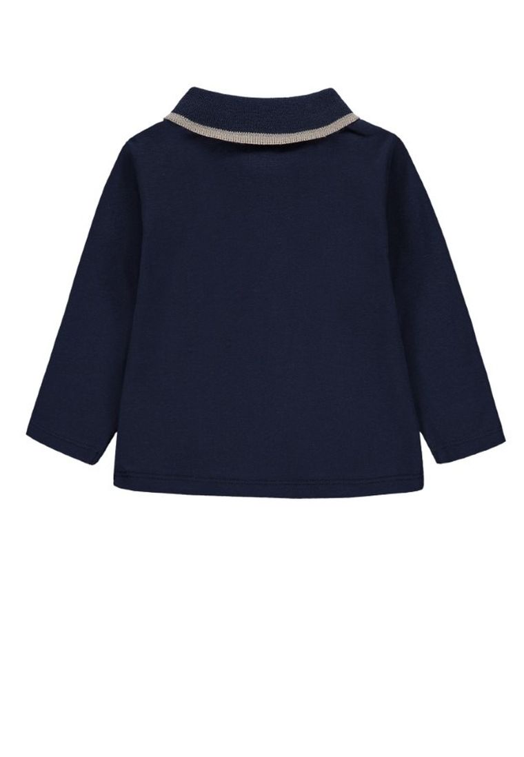 Koszulka polo chłopięca z długim rękawem, granatowa, Kanz