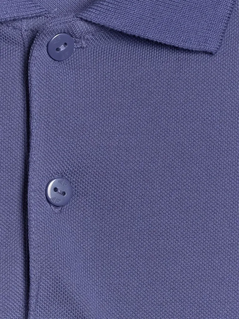 Koszulka polo chłopięca z krótkim rękawem, niebieska, 4F