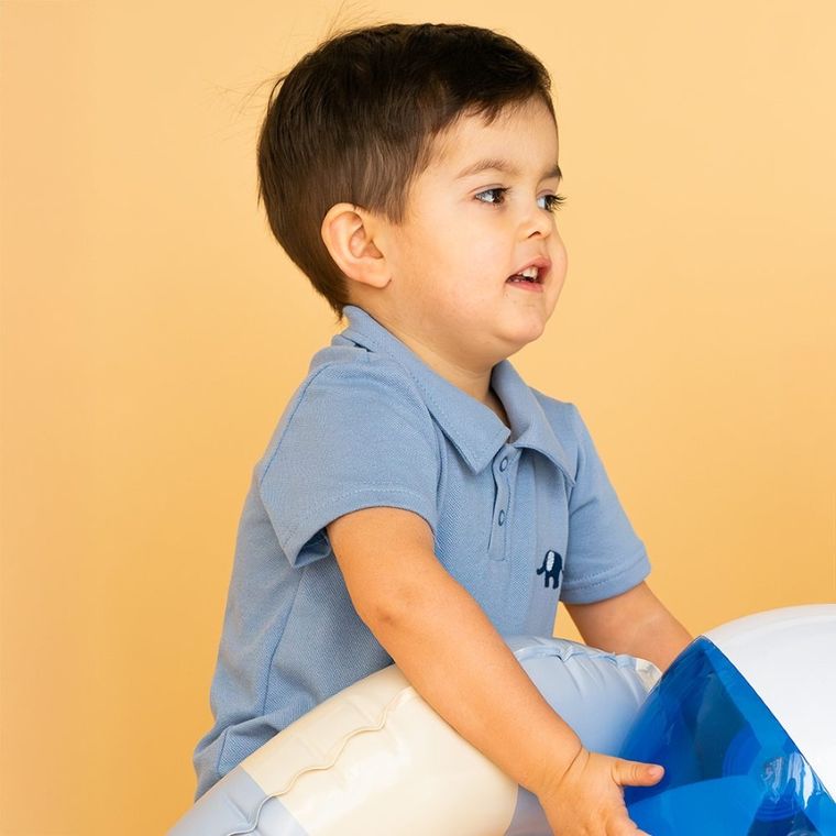 Koszulka polo chłopięca z krótkim rękawem, niebieska, Eevi