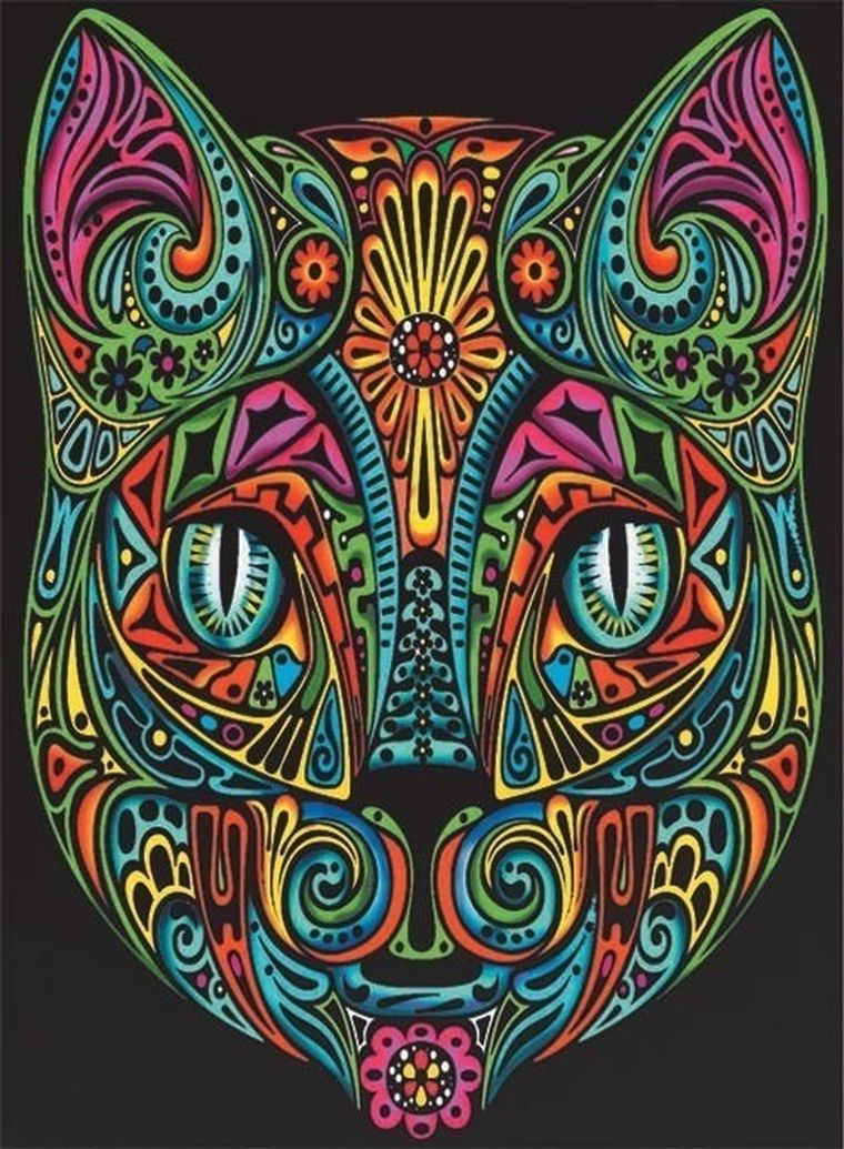 Kot. Kolorowanka welwetowa, 47-35 cm