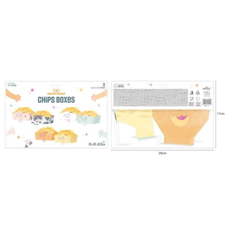 Kotki, pudełko na chipsy, 3 szt.