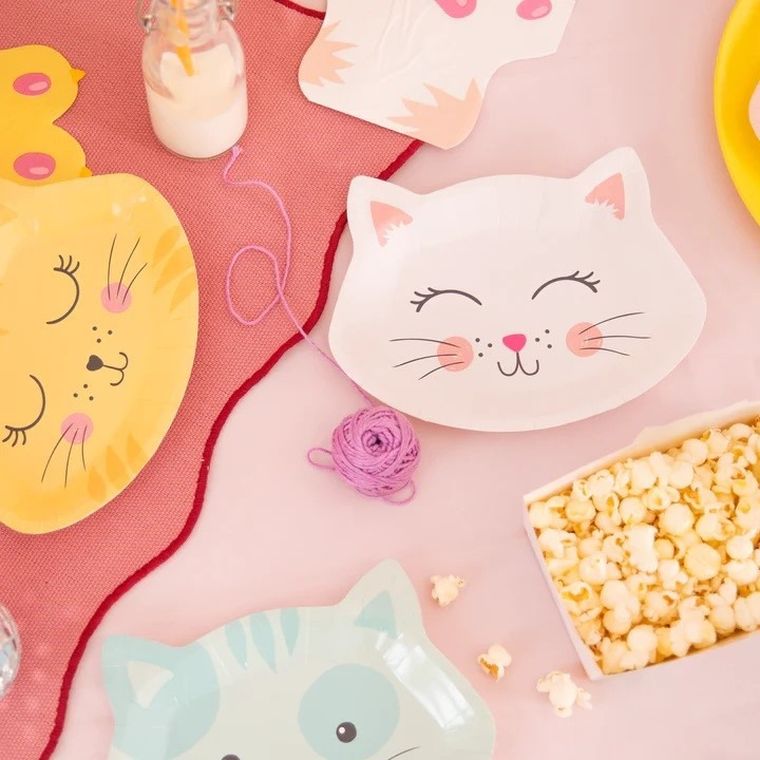 Kotki, talerzyki urodzinowe, 6 szt.