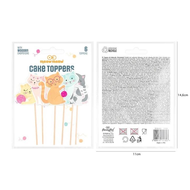 Kotki, toppery do ciasta, 6 szt.