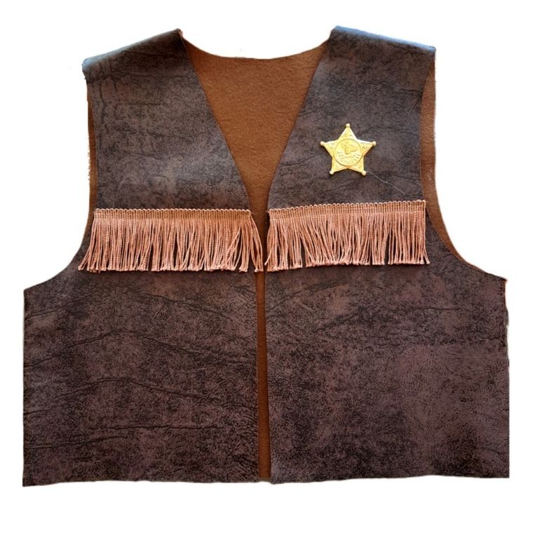 Kowboj, szeryf, strój dla dzieci, kamizelka, brązowa, 134/140 cm