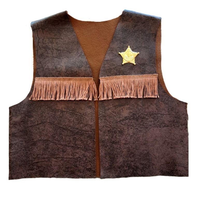 Kowboj, szeryf, strój dla dzieci, kamizelka, brązowa, 98/104 cm