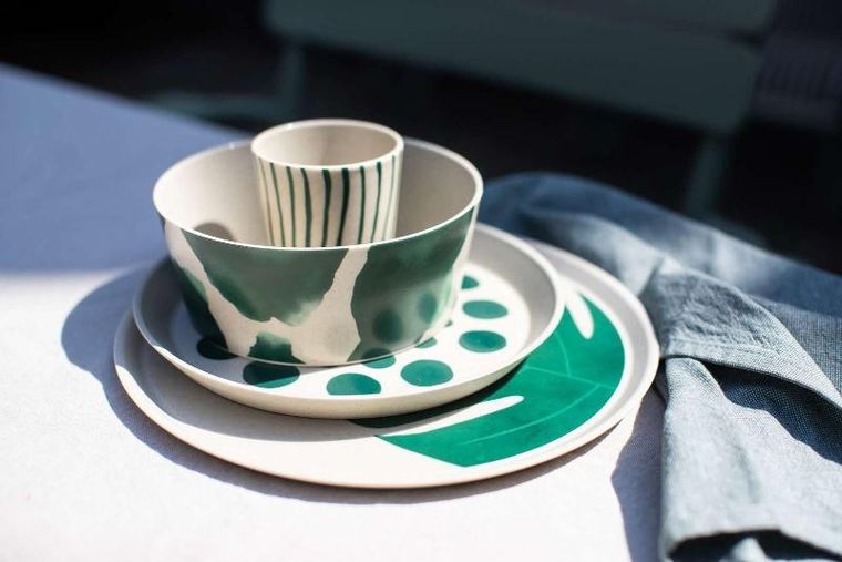 Koziol, duży talerz, Nature Desert Monstera, Ø25,5 cm, 4 szt.