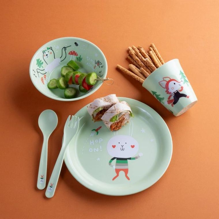 Koziol, Hop On At Home, zestaw obiadowy dla dzieci, zielony