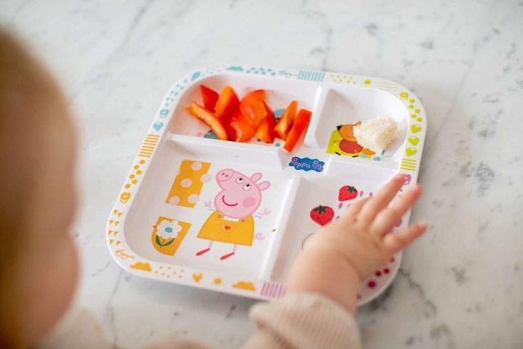 Koziol, Świnka Peppa, talerz edukacyjny + kostka do gry