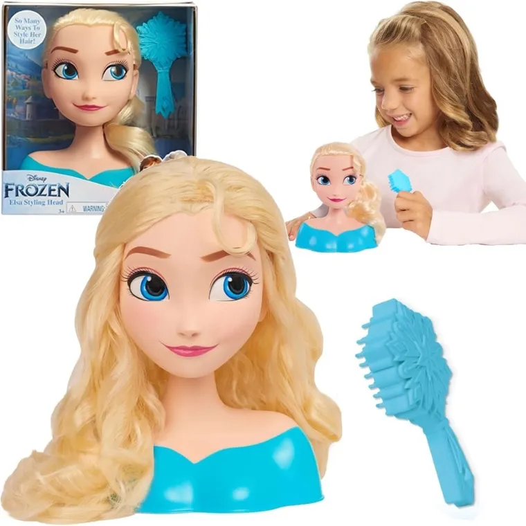 Kraina Lodu, Elsa, głowa do stylizacji, zestaw ze szczotką