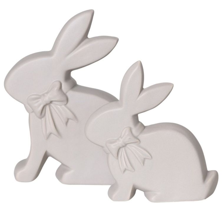 Królik porcelanowy, beżowy, duży, 14-5-17,5 cm