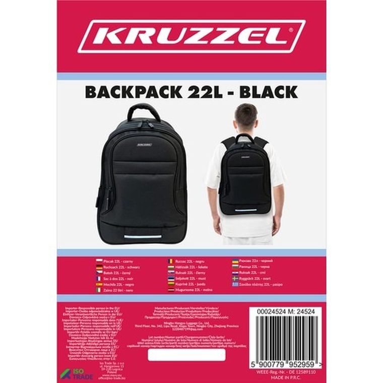 Kruzzel, plecak, czarny, 22l