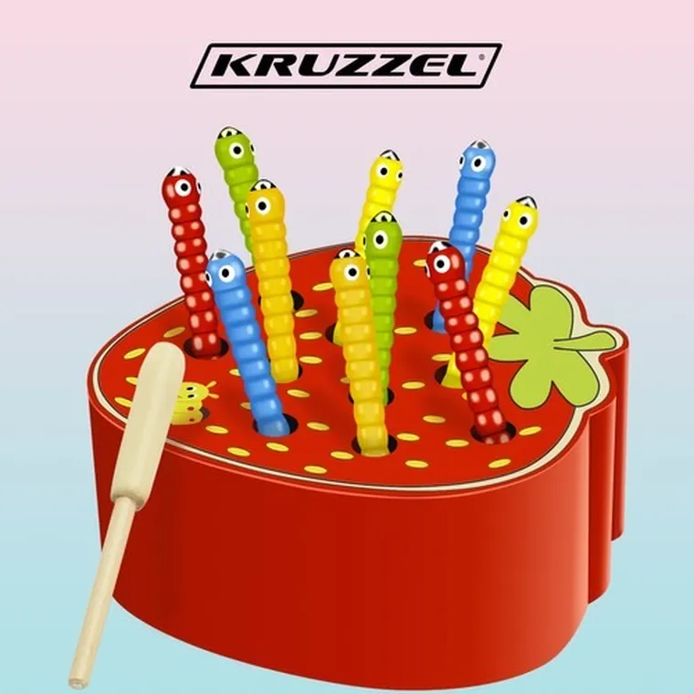 Kruzzel, truskawka, drewniana gra zręcznościowa
