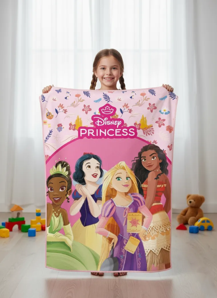 Księżniczki Disney, koc polarowy, różowy, 100-140 cm