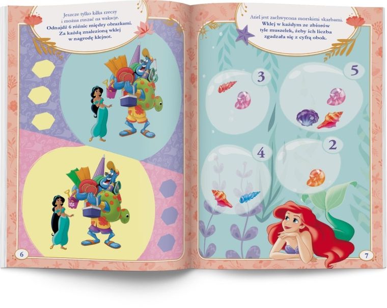 Księżniczki Disneya. 100 brokatowych naklejek i zadania