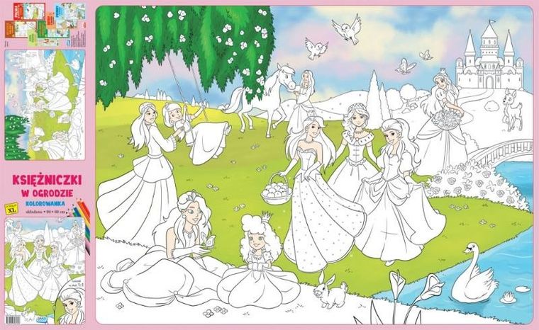 Księżniczki w ogrodzie. Kolorowanka XL