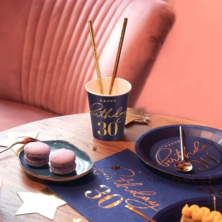 Kubeczki, papierowe, Happy Birthday, 30 lat, 220 ml, 6 szt.