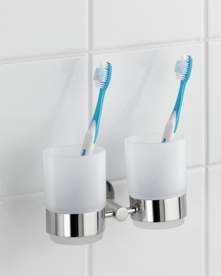 Kubki na szczoteczki, Bosio, naścienne, srebrne