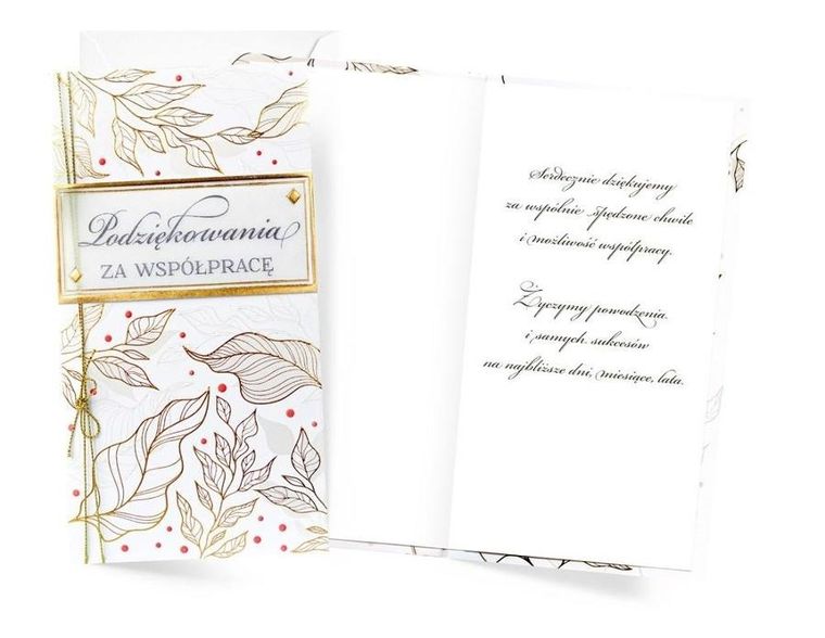 Kukartka, karnet, Podziękowania za współpracę