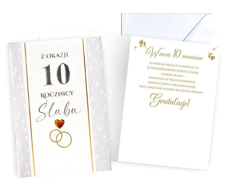 Kukartka, karnet, Rocznica ślubu 10