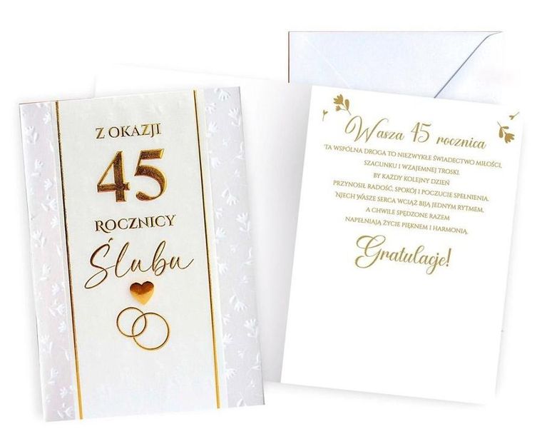 Kukartka, karnet, Rocznica ślubu 45