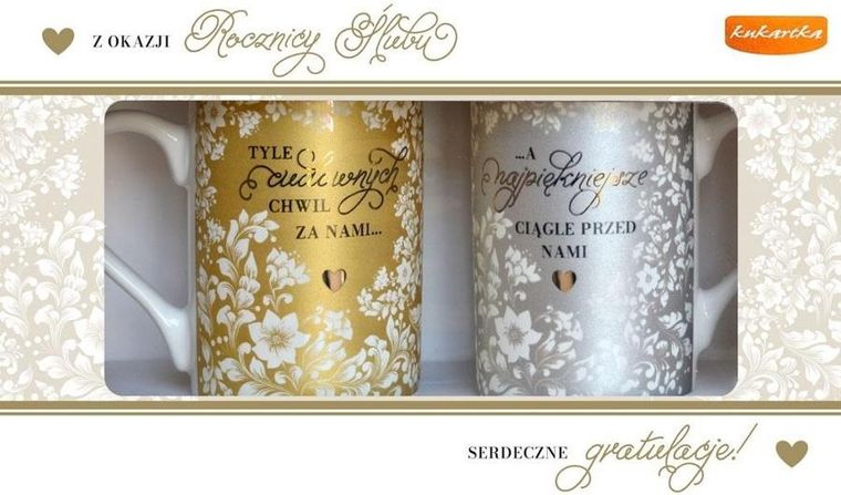 Kukartka, komplet kubków, Rocznica ślubu