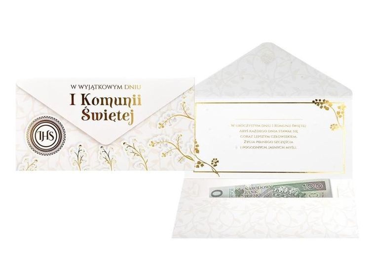 Kukartka, koperta podarunkowa, Komunia