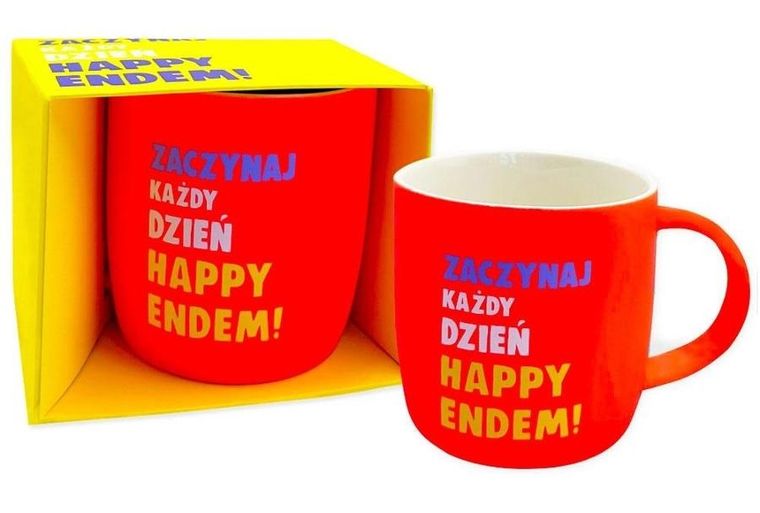 Kukartka, kubek neonowy, Happy end