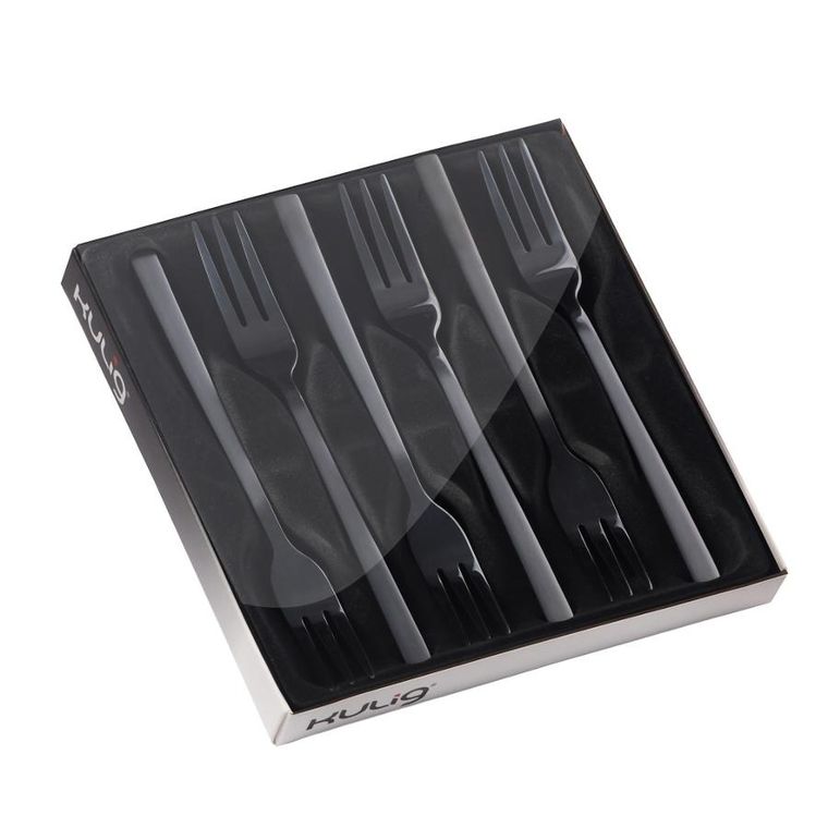 Kulig, Piano, komplet widelczyków do ciasta, Black, 6 szt.